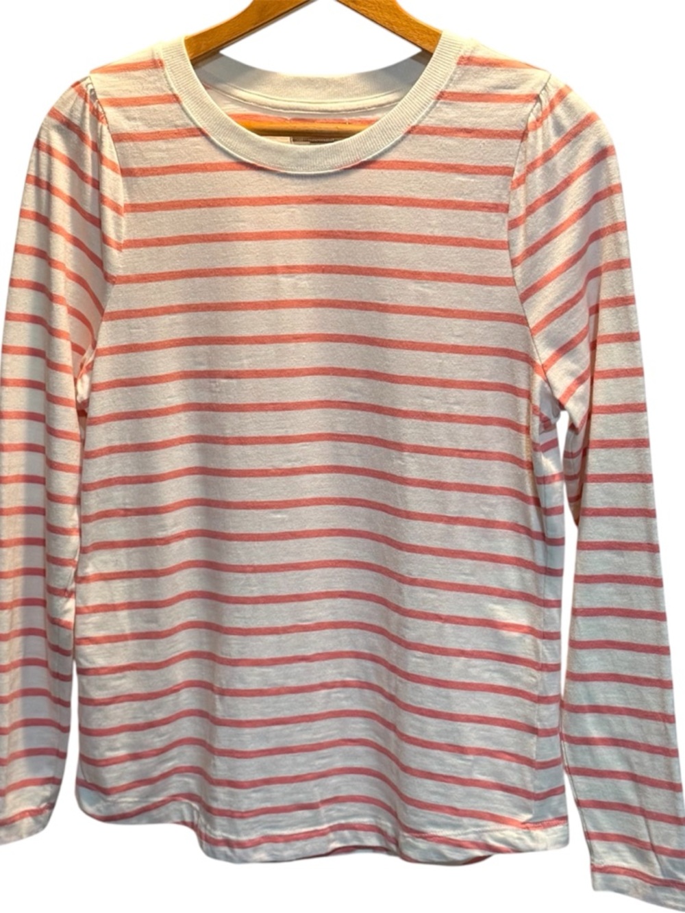 Women’s Long Sleeve Pink & White Stripe Tee